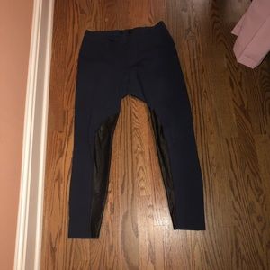 Navy Leggings with Pleather Panel